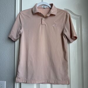Peter Millar Polo Pinehurst Peach White Stripes Golf Putter Boy Shirt Medium